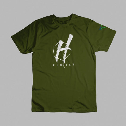 PREMIUM ARMY GREEN T-SHIRT HUNTAZ LOGO