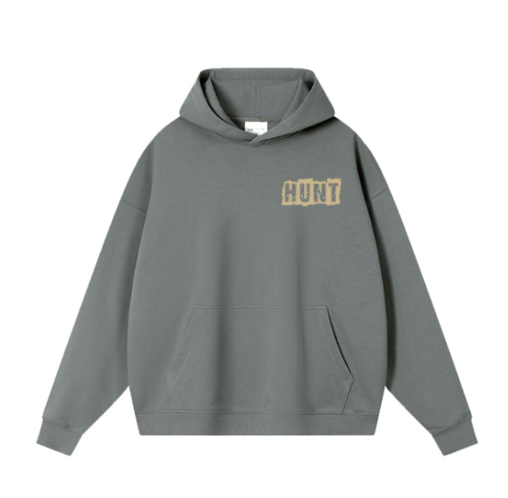 METAL GREY COTTON FLEECE WINTER HOODIE