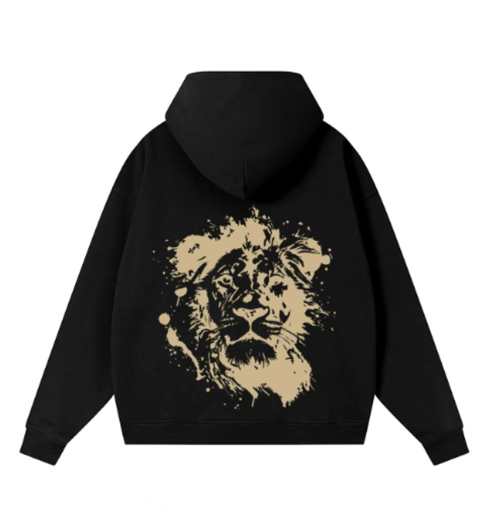 BLACK COTTON FLEECE WINTER HOODIE